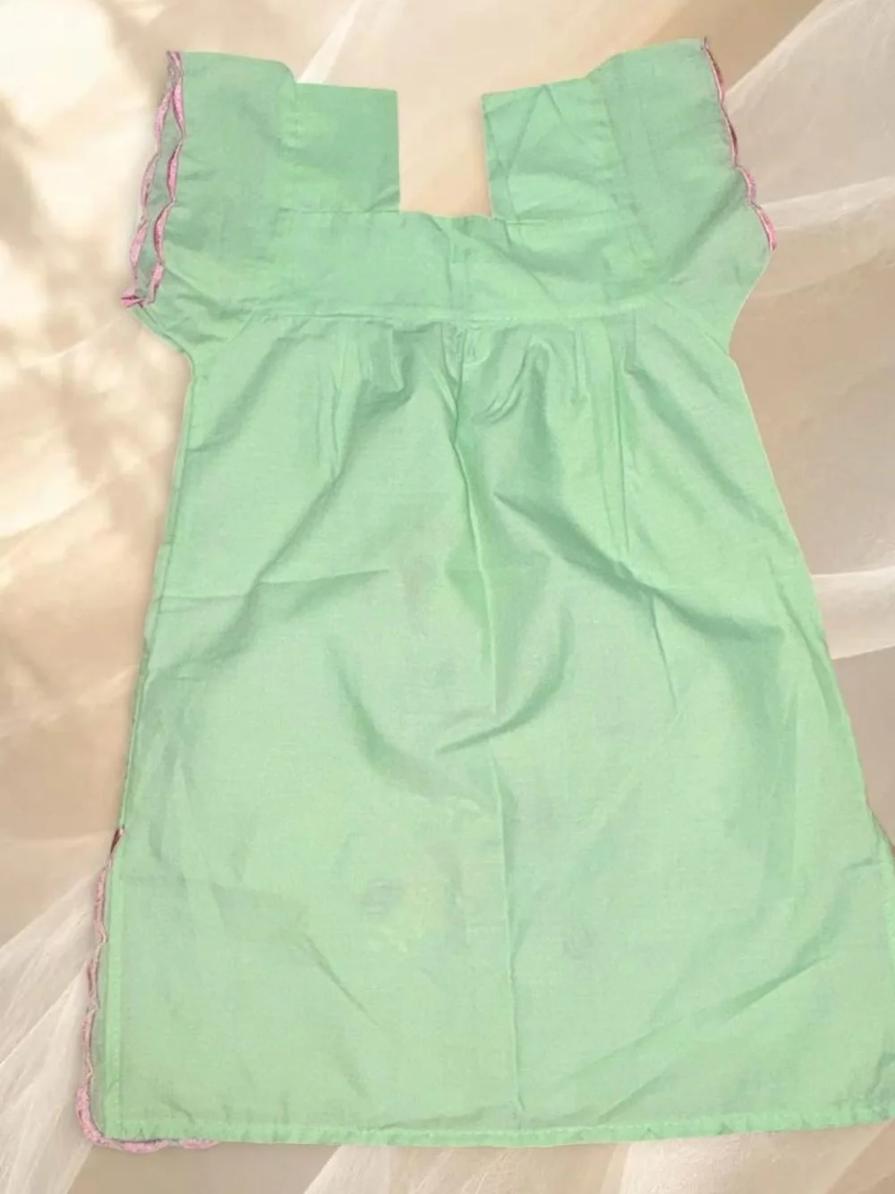 Artisanal Nicaragua Traditional Embroidered Mint Dress 2T 3T